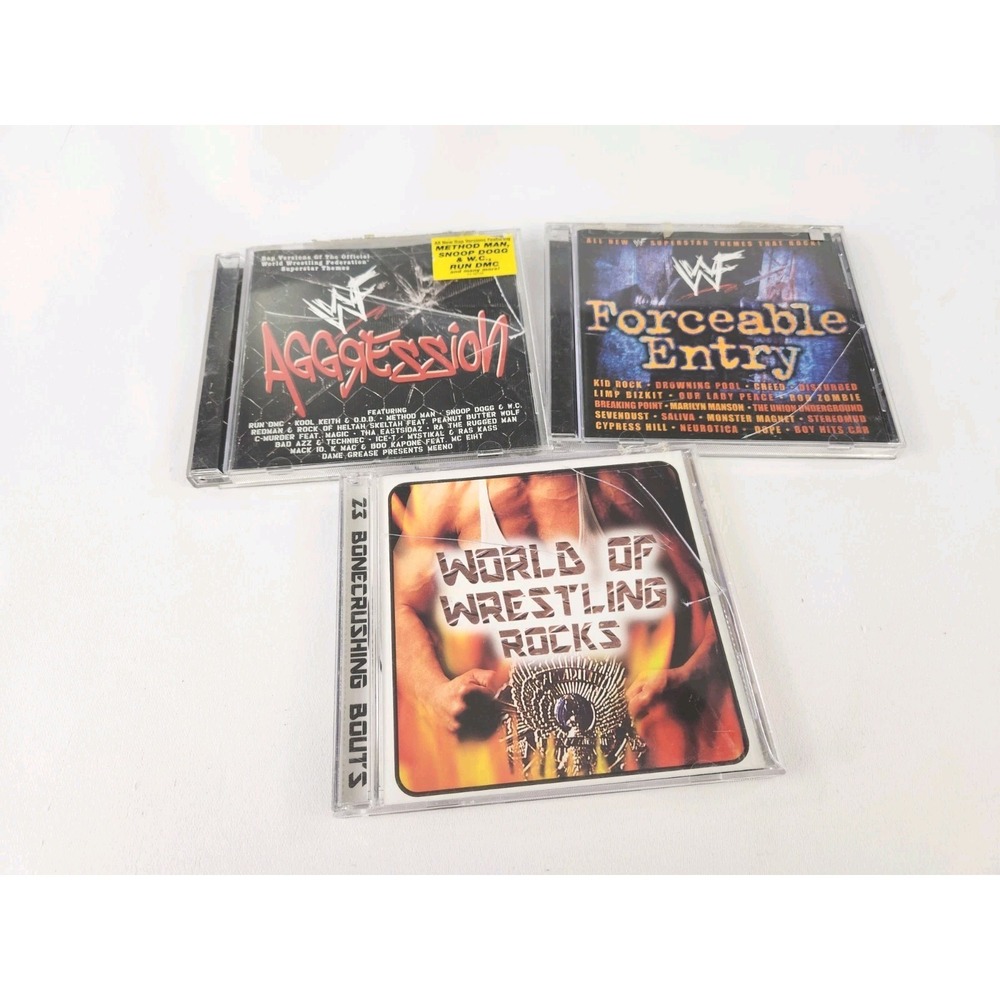 Vtg Lot WWF CDs Forceable Entry Aggression World Wrestling Rocks Various Artists